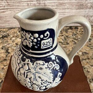 German Getz Blue & Gray  W.  Germany Wine Pitcher - Grape Design Vintage